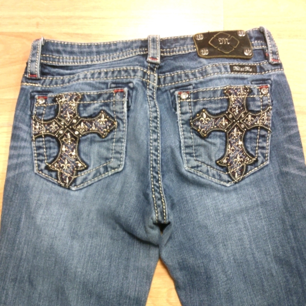 Girl sz 16 MISS ME bootcut jeans (crosses design)